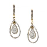 0.94 Cts. 14K Yellow Gold Teardrop Diamond Dangling Earrings